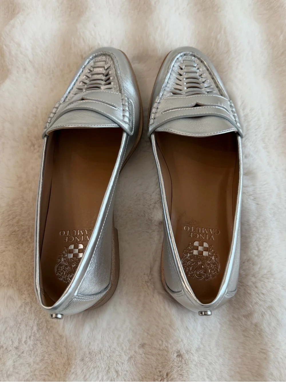 🆕 Vince Camuto | Silver Leather Loafers - Size 9.